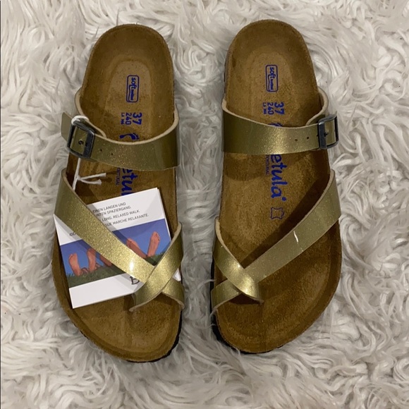 NEW • Birkenstock • Mia Criss Cross Gold Sandals - Picture 6 of 7